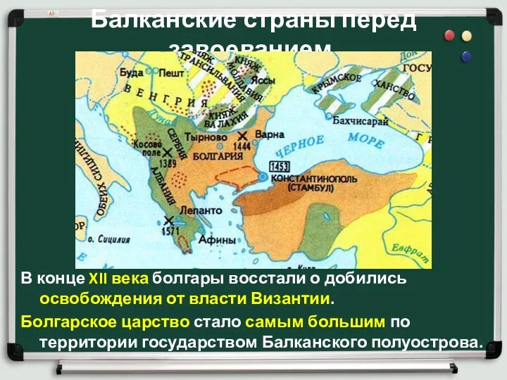 Балканские страны перед завоеванием. В конце XII века болгары восстали о добились освобождения