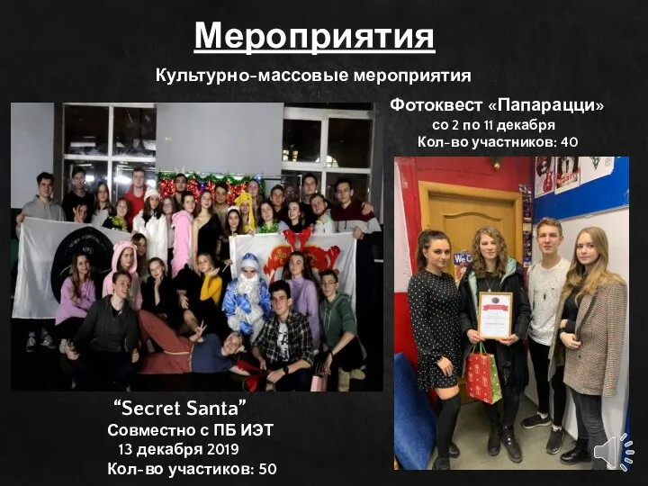 Мероприятия “Secret Santa” Совместно с ПБ ИЭТ 13 декабря 2019