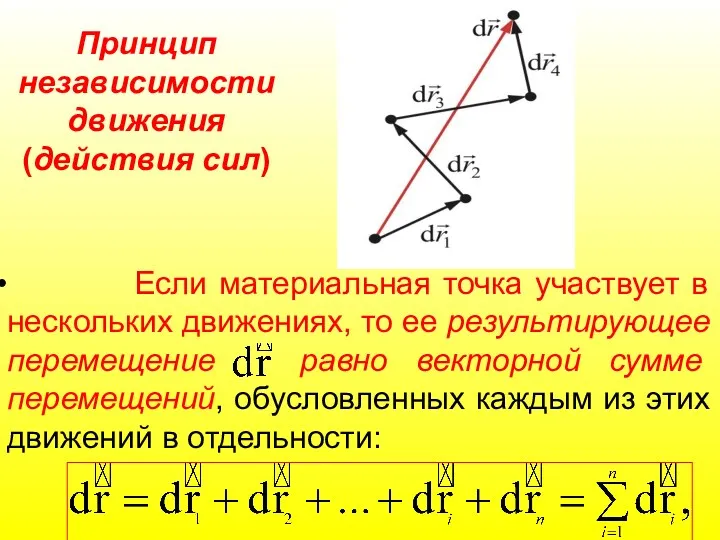 Если материальная точка участвует в нескольких движениях, то ее результирующее