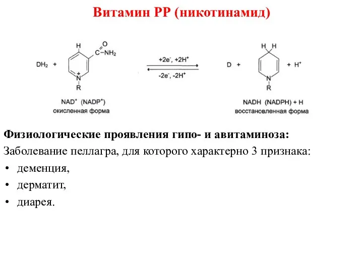 Физиологические проявления гипо- и авитаминоза: Заболевание пеллагра, для которого характерно