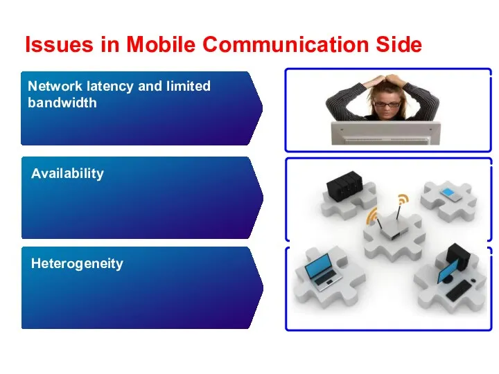 Issues in Mobile Communication Side Availability Heterogeneity Network latency and limited bandwidth