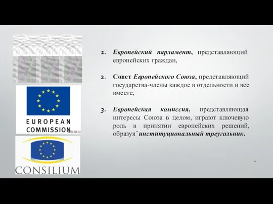 Европейский парламент, представляющий европейских граждан, Совет Европейского Союза, представляющий государства-члены