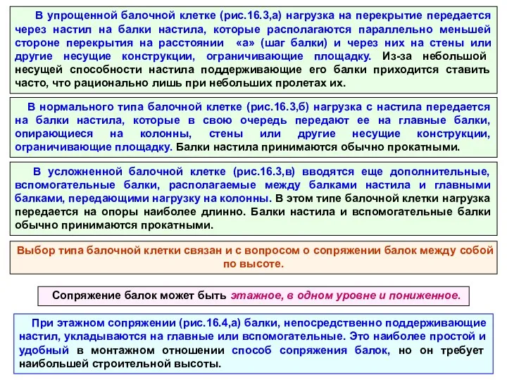 В упрощенной балочной клетке (рис.16.3,а) нагрузка на перекрытие передается через