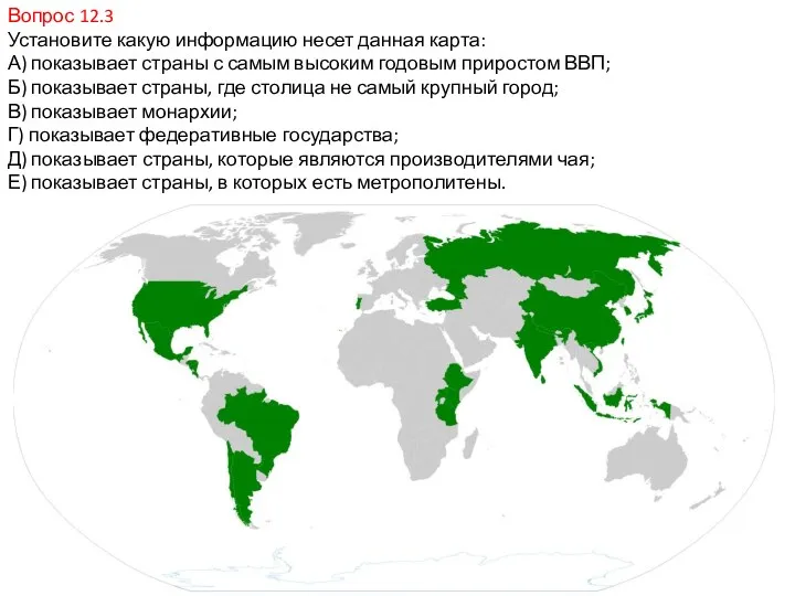 Вопрос 12.3 Установите какую информацию несет данная карта: А) показывает