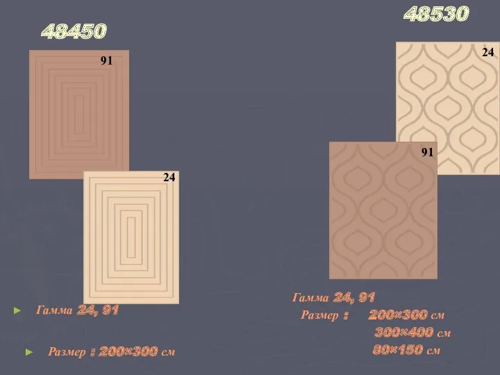 48530 91 24 91 24 48450 Размер : 200×300 см Гамма 24, 91