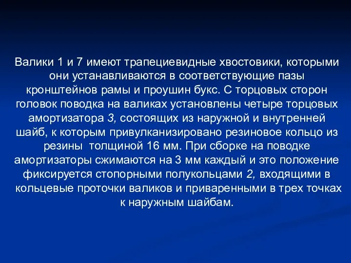 Валики 1 и 7 имеют трапециевидные хвостовики, которыми они устанавливаются