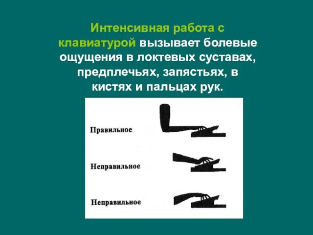 Интенсивная работа с клавиатурой вызывает болевые ощущения в локтевых суставах,