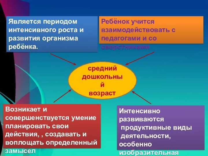 средний дошкольный возраст Является периодом интенсивного роста и развития организма