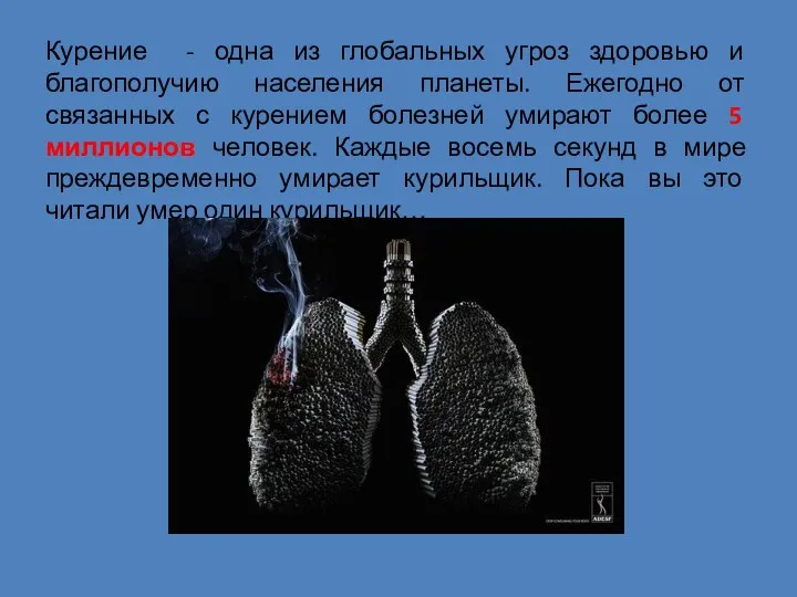 Курение - одна из глобальных угроз здоровью и благополучию населения