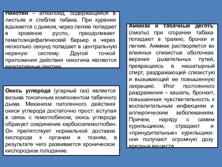 Никотин – алкалоид, содержащийся в листьях и стеблях табака. При