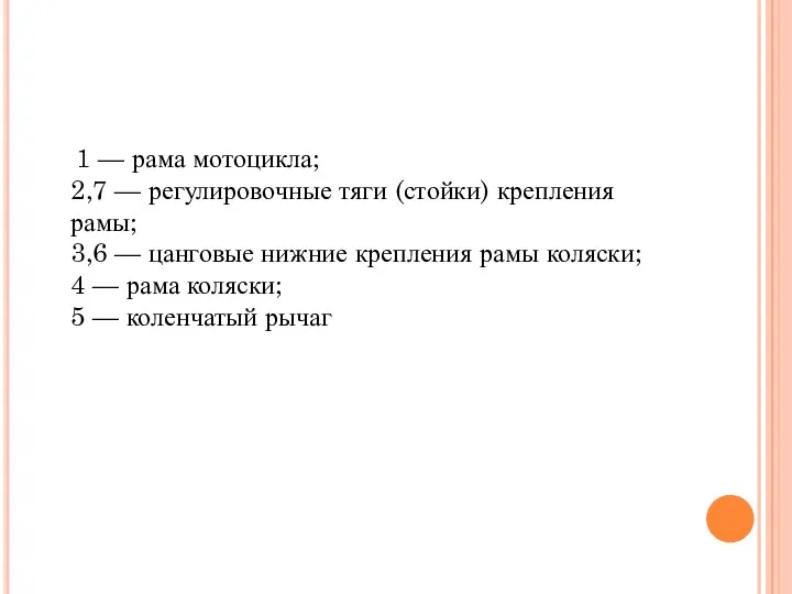 1 — рама мотоцикла; 2,7 — регулировочные тяги (стойки) крепления