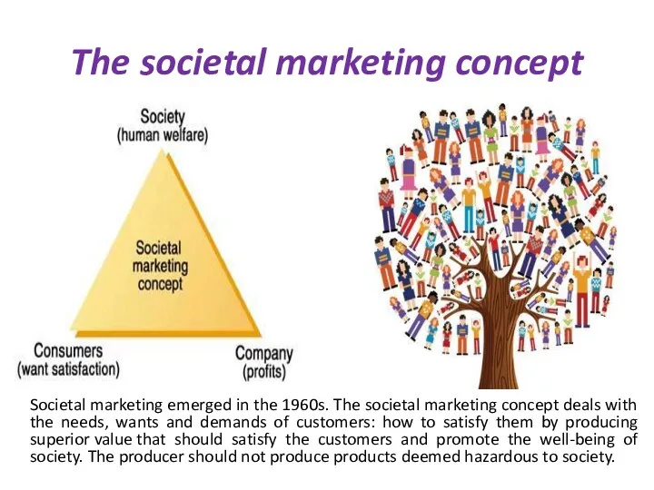 The societal marketing concept Societal marketing emerged in the 1960s.