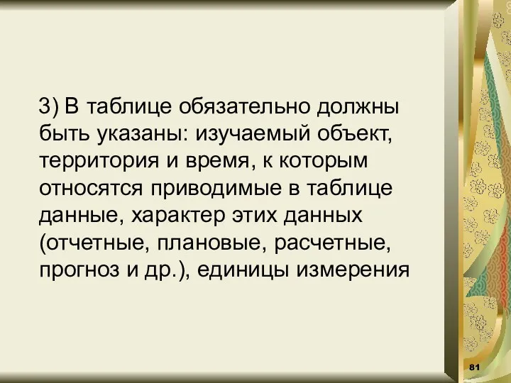 3) В таблице обязательно должны быть указаны: изучаемый объект, территория