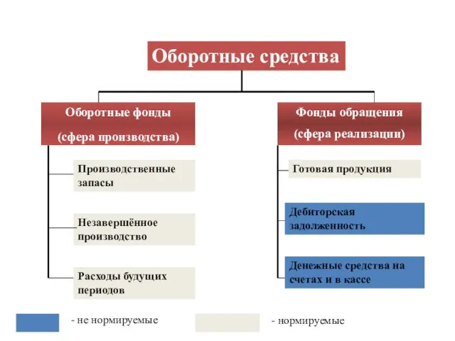 Оборотные средства Оборотные фонды (сфера производства) Фонды обращения (сфера реализации)