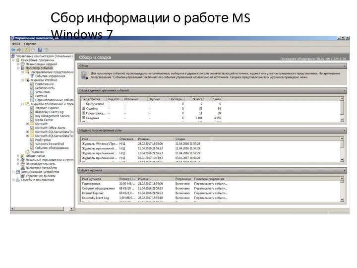 Сбор информации о работе MS Windows 7