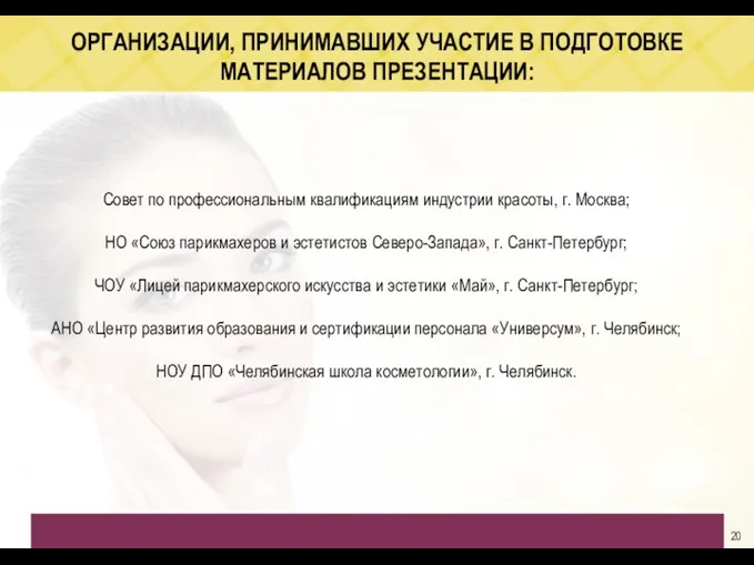 ОРГАНИЗАЦИИ, ПРИНИМАВШИХ УЧАСТИЕ В ПОДГОТОВКЕ МАТЕРИАЛОВ ПРЕЗЕНТАЦИИ: 20 Совет по