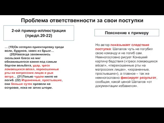 Проблема ответственности за свои поступки 2-ой пример-иллюстрация (предл.20-22) Пояснение к