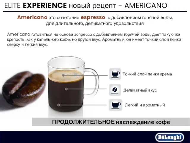 ELITE EXPERIENCE новый рецепт - AMERICANO ПРОДОЛЖИТЕЛЬНОЕ наслаждение кофе Americano