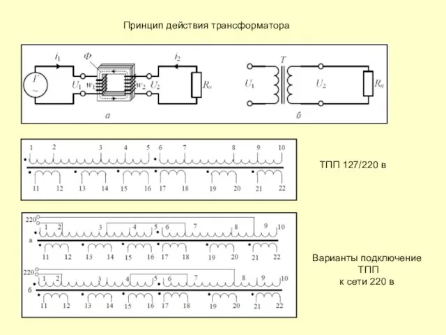 Принцип действия трансформатора ТПП 127/220 в Варианты подключение ТПП к сети 220 в