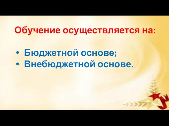 Обучение осуществляется на: Бюджетной основе; Внебюджетной основе.