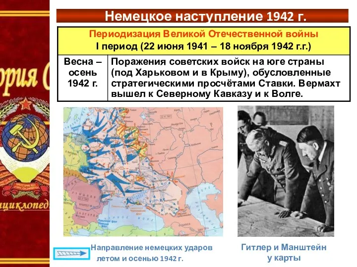 Немецкое наступление 1942 г. Направление немецких ударов летом и осенью