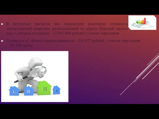 В результате расчетов мы определили рыночную стоимость двухкомнатной квартиры, расположенной