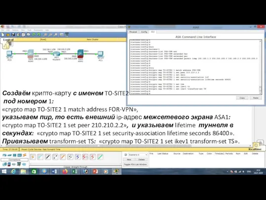 Создаём крипто-карту с именем TO-SITE2 под номером 1: «crypto map