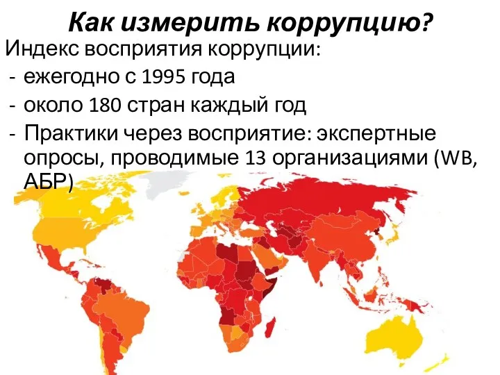 Как измерить коррупцию? Индекс восприятия коррупции: ежегодно с 1995 года