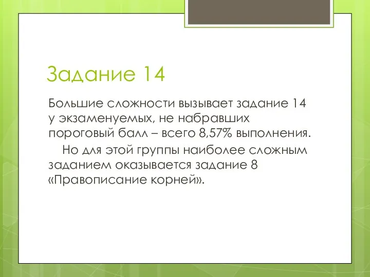 Задание 14 Большие сложности вызывает задание 14 у экзаменуемых, не