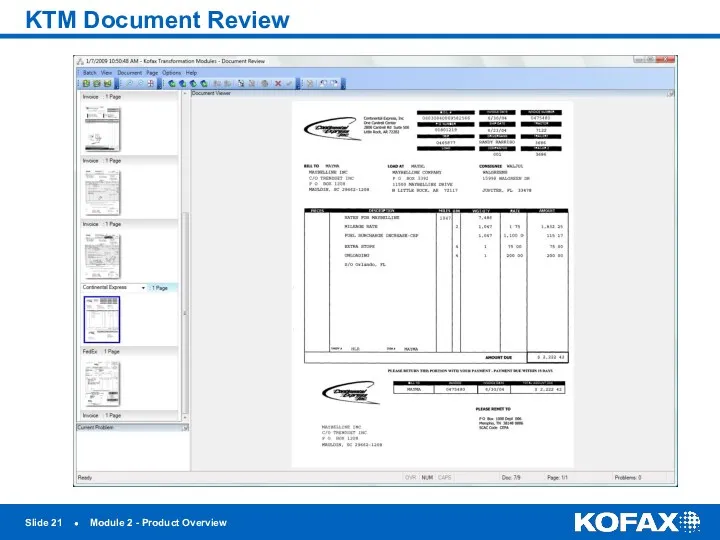 KTM Document Review Slide ● Module 2 - Product Overview