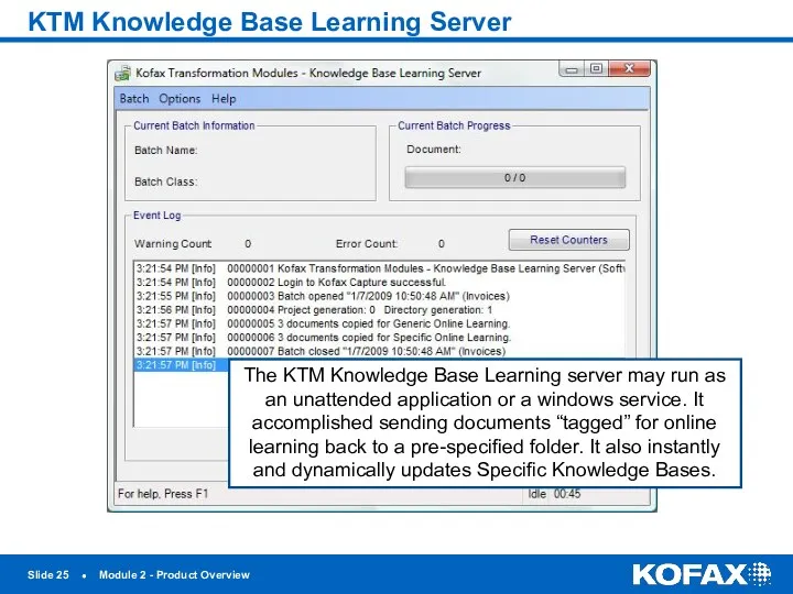 KTM Knowledge Base Learning Server Slide ● Module 2 -