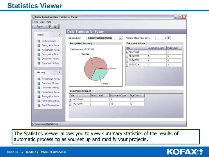 Slide ● Module 2 - Product Overview Statistics Viewer The