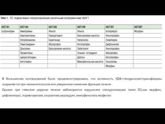 В большинсве исследований было продемонстрировано, что активность УДФ-глюкуронозилтрансферазы сохраняется при