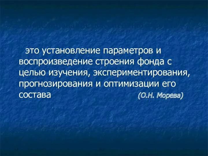 Моделирование документного фонда – это установление параметров и воспроизведение строения фонда с целью