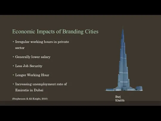 Economic Impacts of Branding Cities Irregular working hours in private