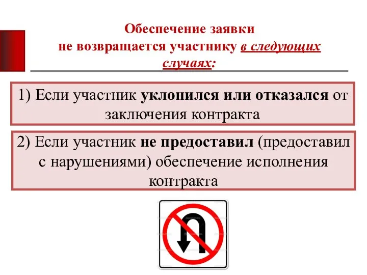 Обеспечение заявки не возвращается участнику в следующих случаях: 1) Если