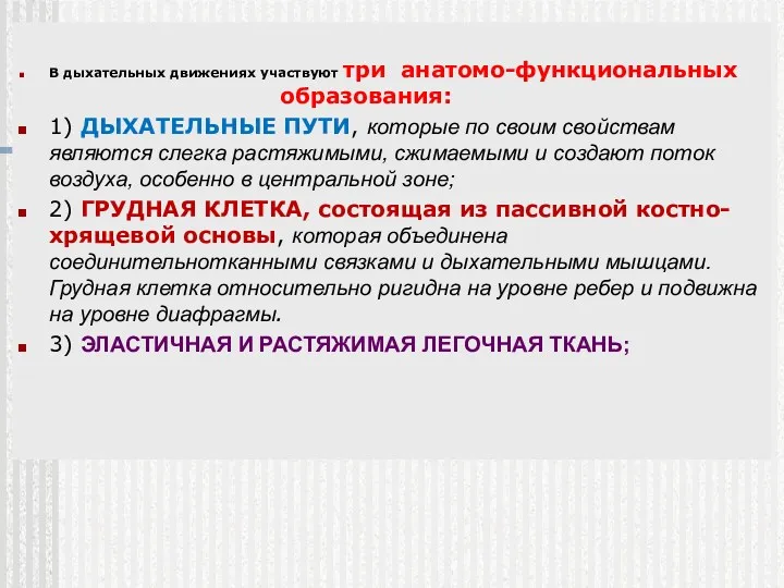 В дыхательных движениях участвуют три анатомо-функциональных образования: 1) ДЫХАТЕЛЬНЫЕ ПУТИ,