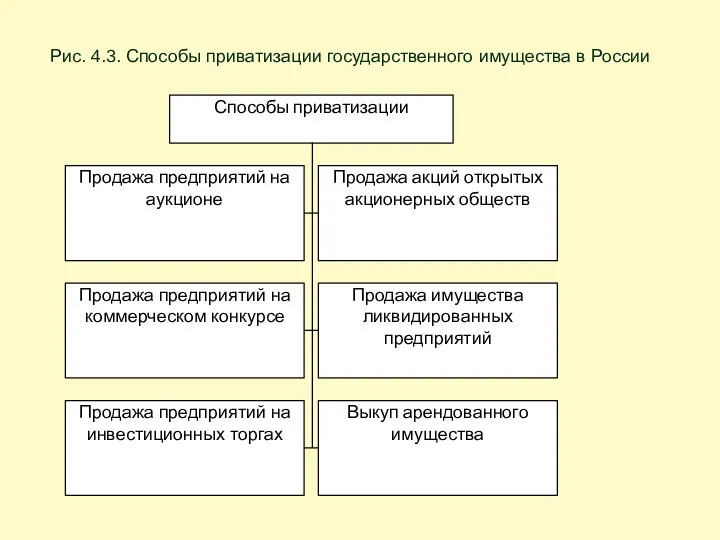 Рис. 4.3. Способы приватизации государственного имущества в России