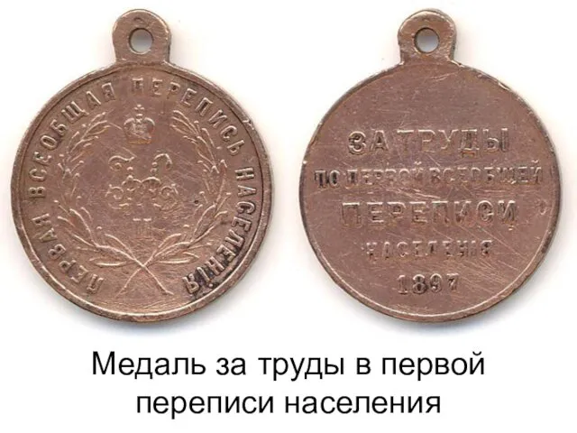 Медаль за труды в первой переписи населения