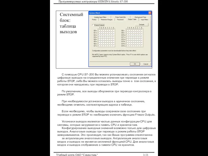 Программируемые контроллеры SIEMENS.Simatic S7-200 Учебный центр ОАО "Северсталь" 3- Системный