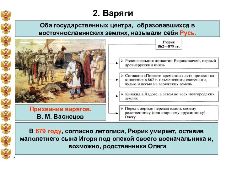 * 2. Варяги Оба государственных центра, образовавшихся в восточнославянских землях,