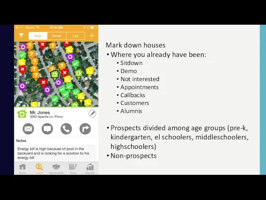 Mark down houses Where you already have been: Sitdown Demo Not interested Appointments
