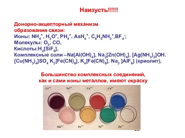 Наизусть!!!!! Донорно-акцепторный механизм образования связи: Ионы: NH4+, H3O+, PH4+, АsH4+,