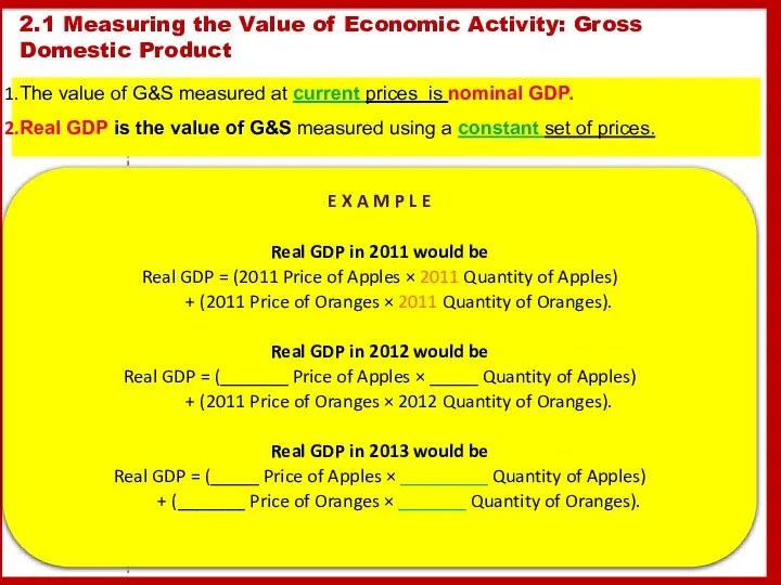 E X A M P L E Real GDP in