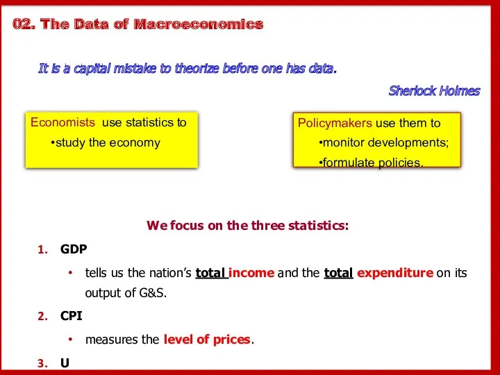 02. The Data of Macroeconomics It is a capital mistake