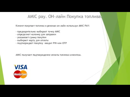 AMIC pay. ОН-лайн Покупка топлива. Клиент покупает топливо в режиме