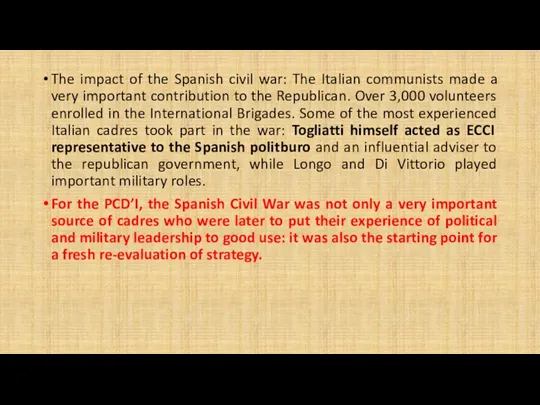 The impact of the Spanish civil war: The Italian communists