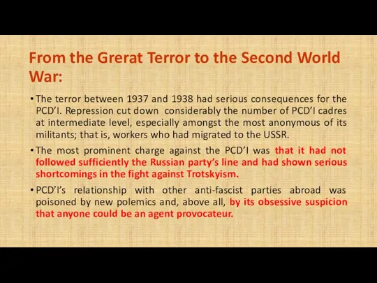 From the Grerat Terror to the Second World War: The