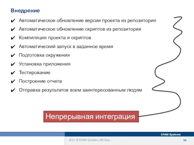 Внедрение Автоматическое обновление версии проекта из репозитория Автоматическое обновление скриптов из репозитория Компиляция