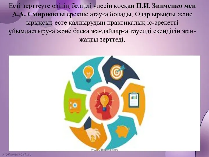 Есті зерттеуге өзінің белгілі үлесін қосқан П.И. Зинченко мен А.А.